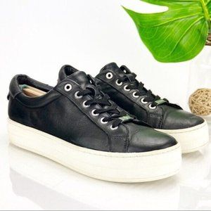 Anthropologie J/Slides Women's Platform Sneaker Size 8.5 Black Leather Lace Up